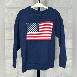 Barrel Child’s USA Flag Patriotic Sweater Size 4 Red White and Blue  250th